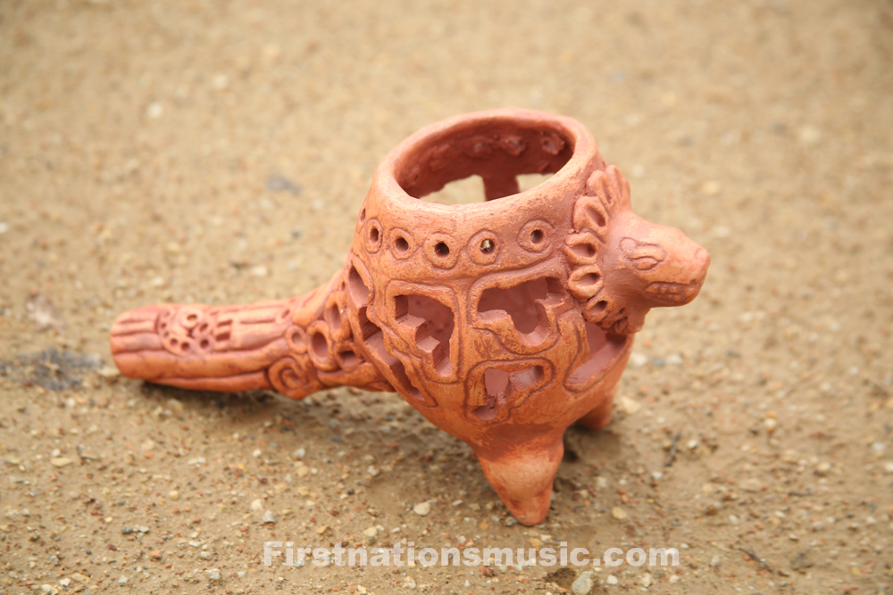 Quetzalcoatl hand thrown decorated Incense burner | First Nations Music