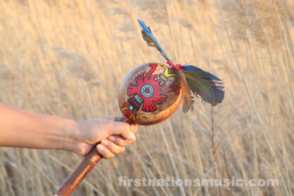 Ancient painted Aztec Rattle Papalotzin fire butterfly - Image 3