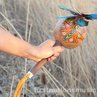 Ancient painted Aztec Rattle Papalotzin