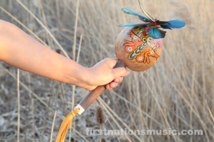 Ancient painted Aztec Rattle Papalotzin