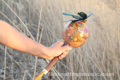 Ancient painted Aztec Rattle Papalotzin - Image 3