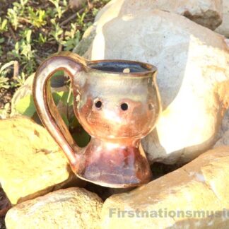 Hand Painted Incense burner Intertribal Design on Brown Pottery