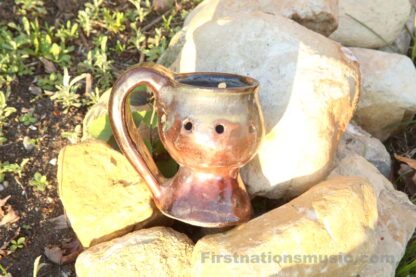 Hand Painted Incense burner Intertribal Design on Brown Pottery