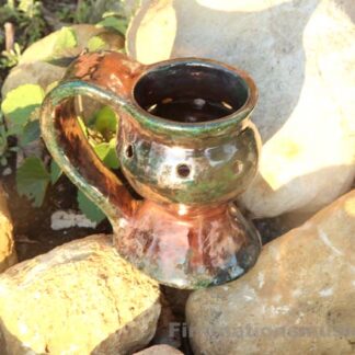Hand Painted Incense burner Metallic Design on Copper Pottery