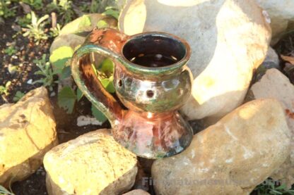Hand Painted Incense burner Metallic Design on Copper Pottery