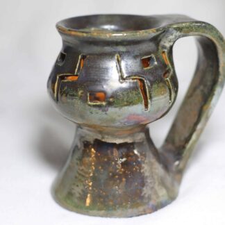 Medium Dark Green Clay Burner Handpainted-Pottery