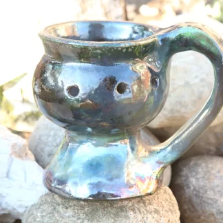 Medium Forest Green Clay Burner Handpainted-Pottery Dotted Design