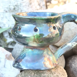 Medium Forest Green And Copper Clay Wide Burner