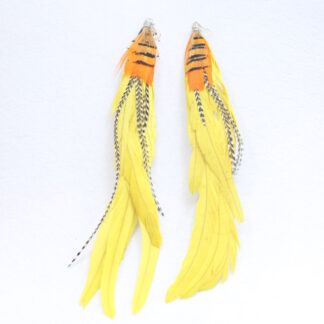 yellow tiger feather earring
