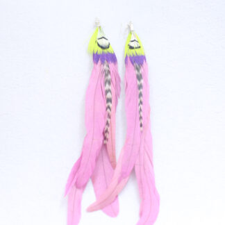 mexican pink feather earring