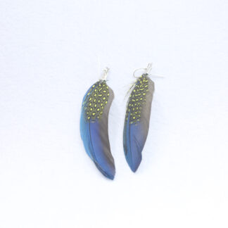 macaw feather earrings green