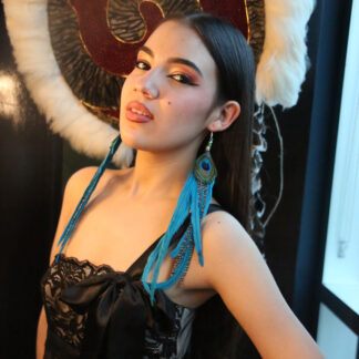 blue peacock feathers earring